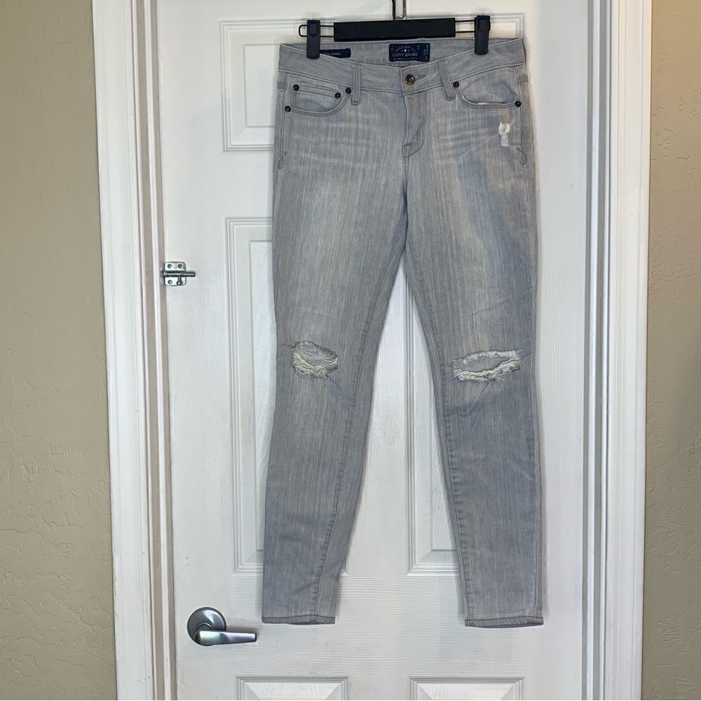 Lucky Brand Lolita Skinny Distressed Gray Jeans Size 2